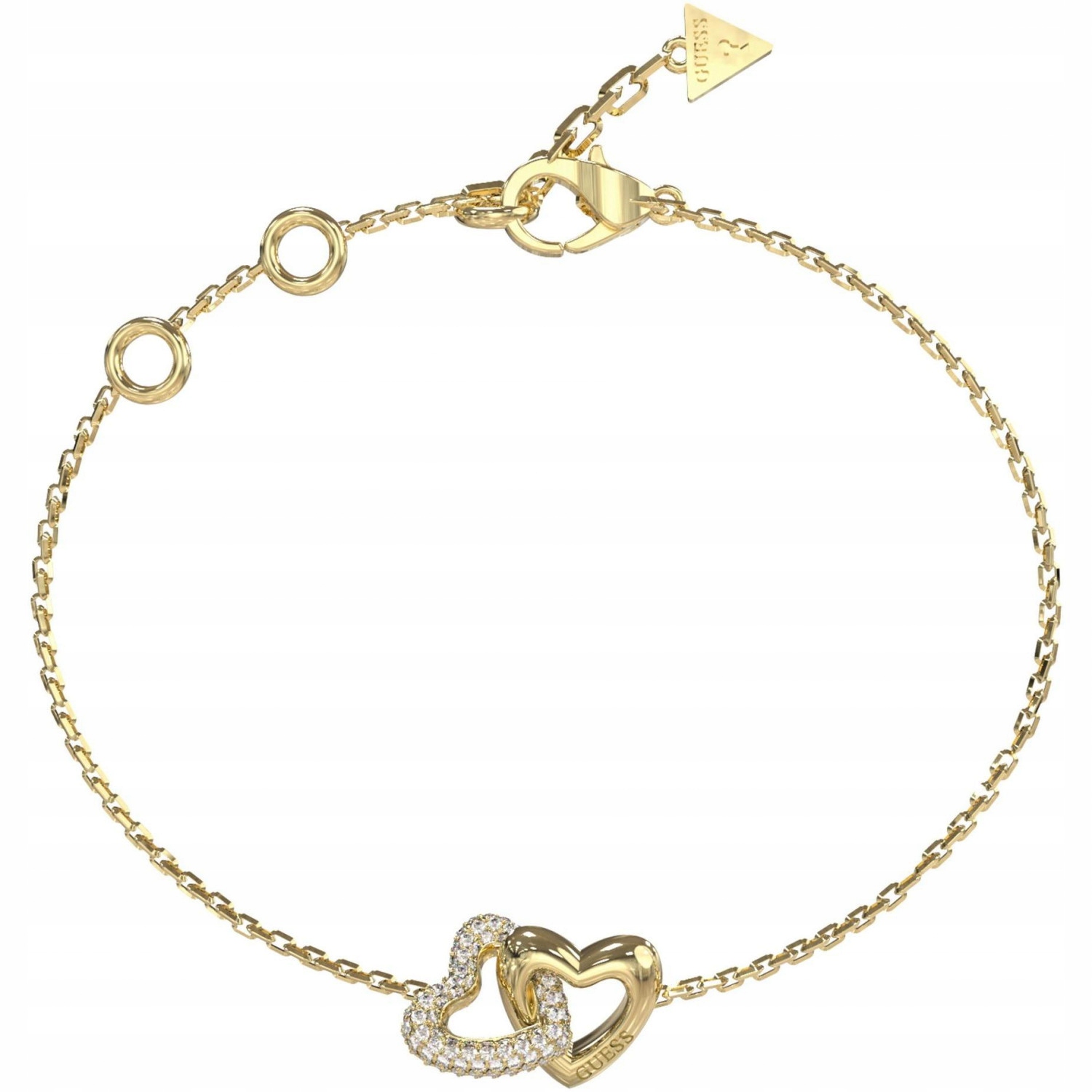 Dámský zlatý náramek Guess zirkon srdce 18 cm