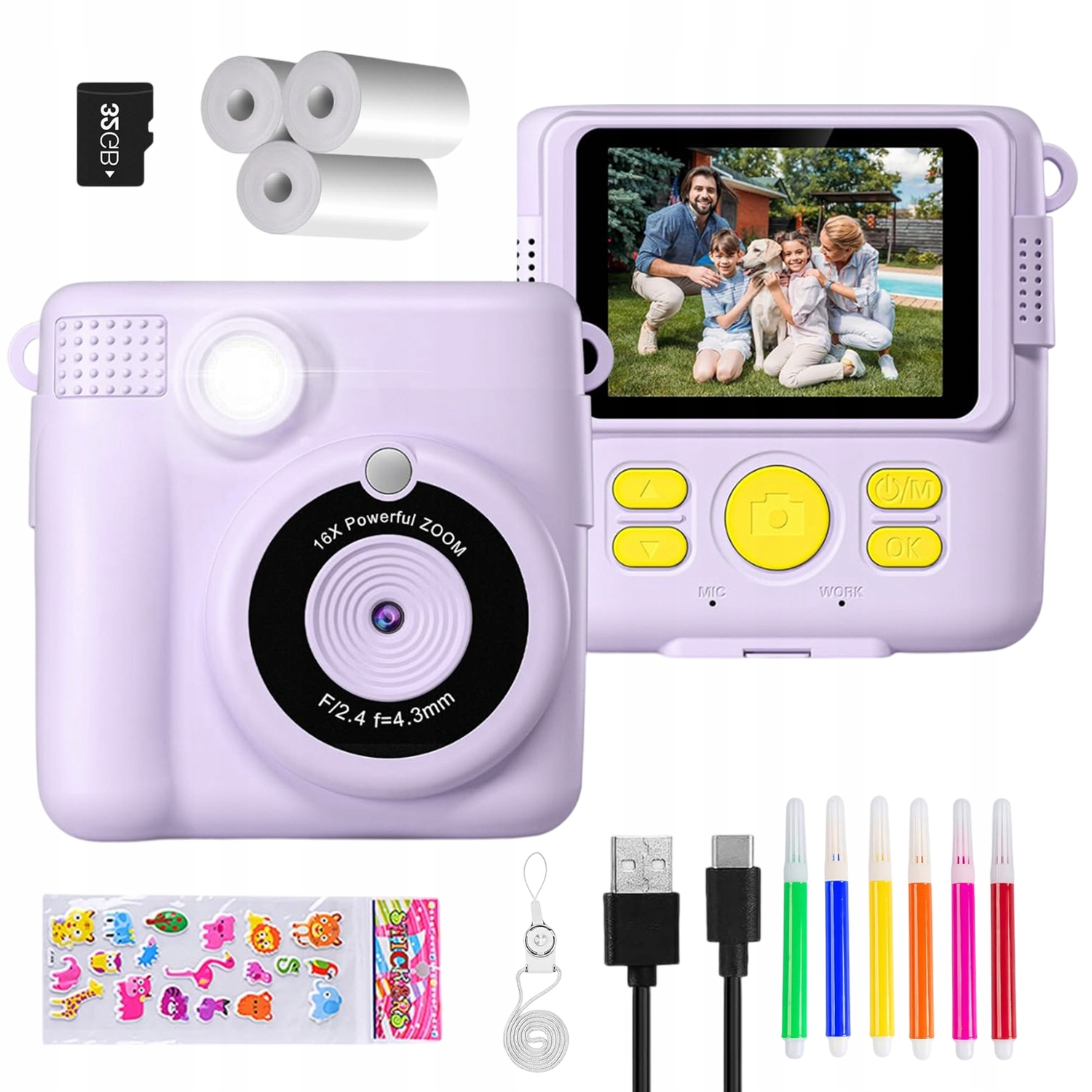 Termotiskárna Pro Děti, Instantní Fotoaparát, 32 Gb Papír!