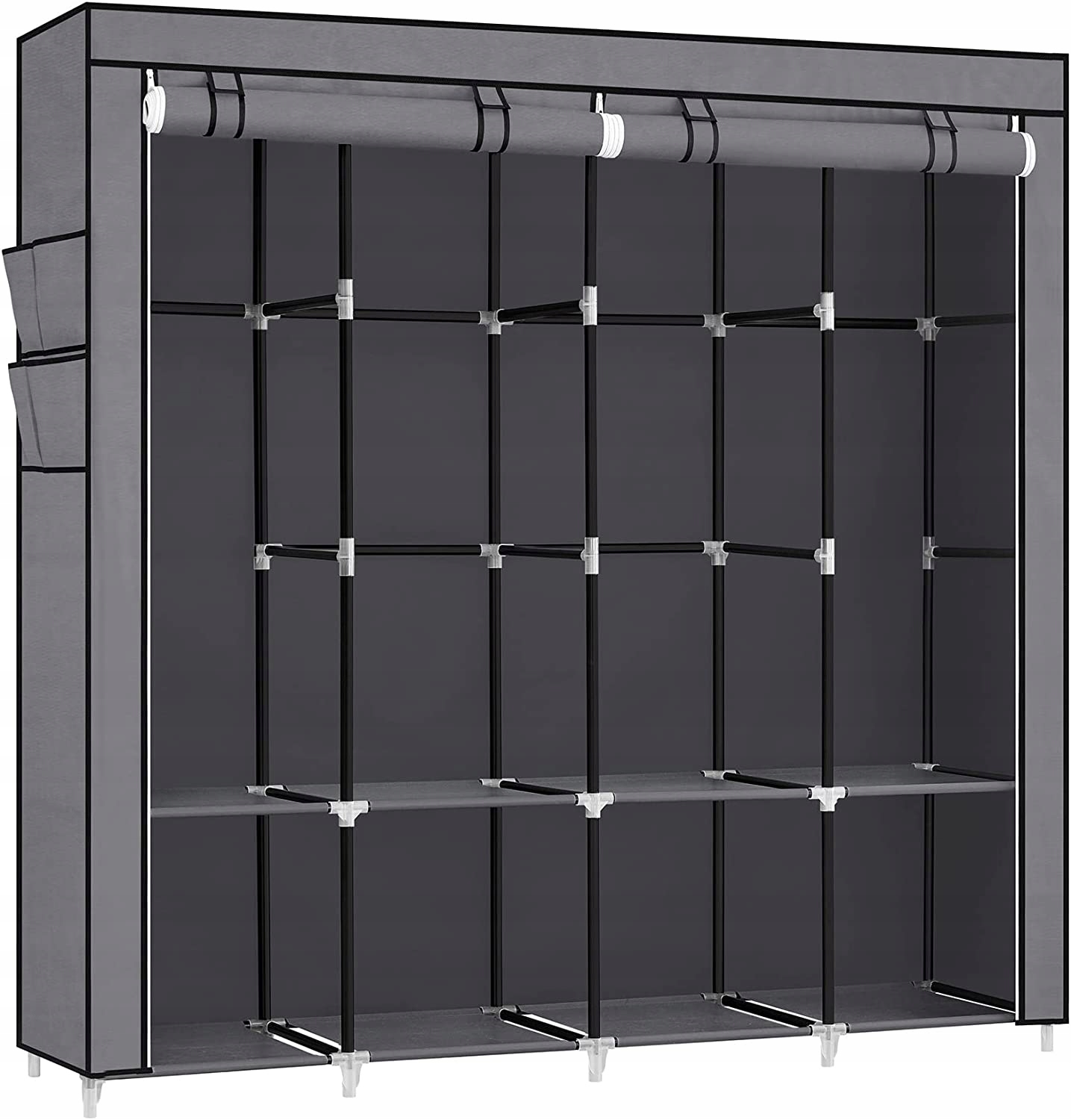 SZAFA MATERIAŁOWA TEKSTYLNA SKŁADANA GARDEROBA ZAMYKANA PÓŁKI XXL Głębokość mebla 45.5 cm