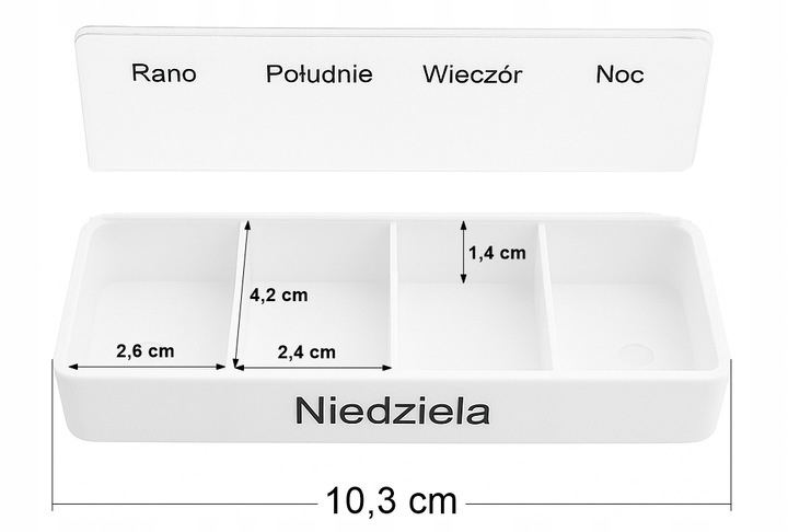 Pojemnik pudełko kasetka na leki 7 dni 4 pory dnia praktyczny organizer