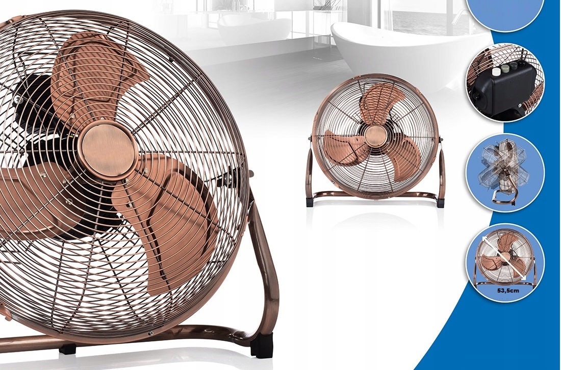 54 cm Silný Větrák Ventilátor Ztop Model oscilace Pořádný Měděný Kov