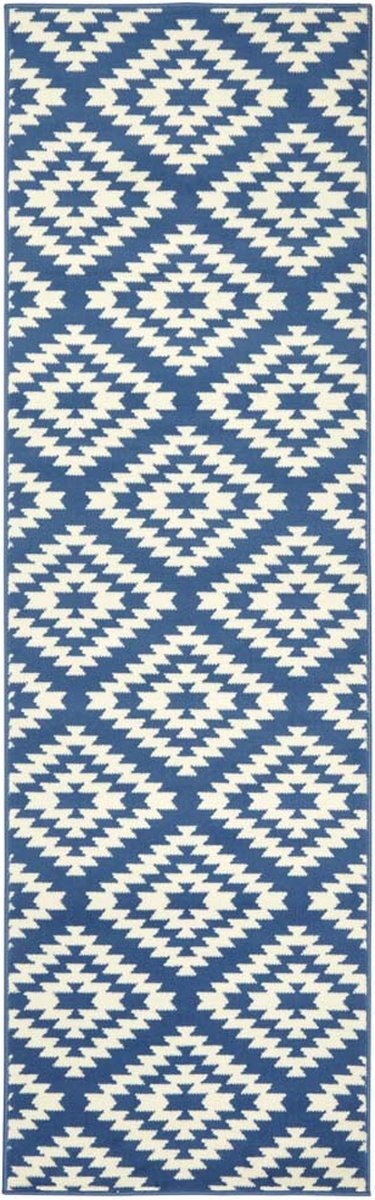 Behúň 80x300 cm na chodbu a predsieň, moderný, modro-krémový