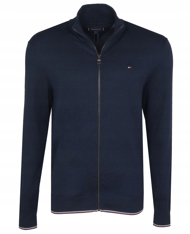 Tommy Hilfiger pánský rozepínací svetr s hedvábím, tmavě modrý, S