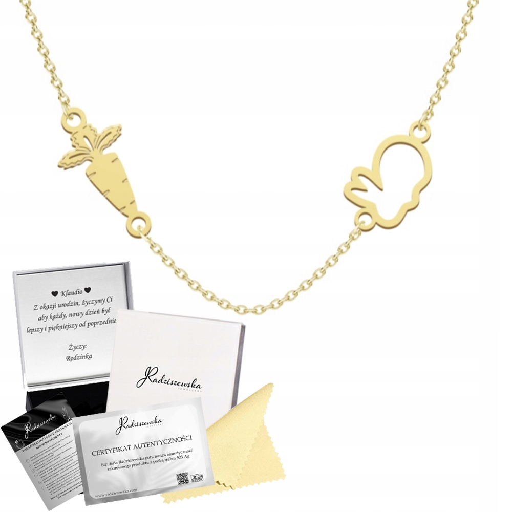 Zlatý Náhrdelník S Králíkem A Mrkví Celebrity Dárek Stříbro 925