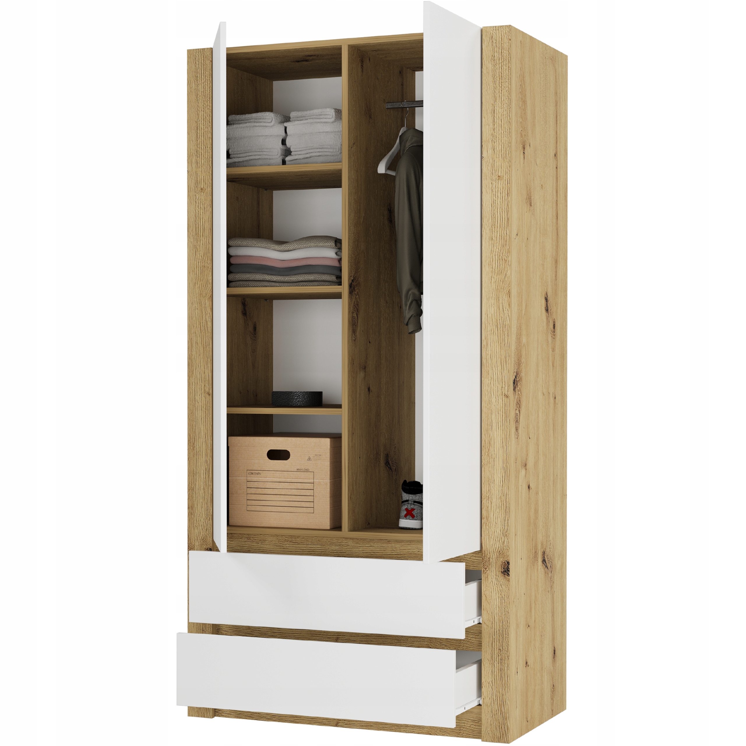 Szafa garderoba 90cm 2d 2sz B-20 ARTISAN MIX