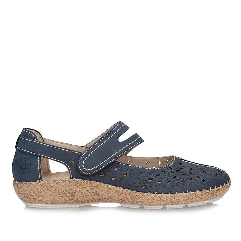 Dámské polobotky Rieker 44872-14 modré na suchý zip