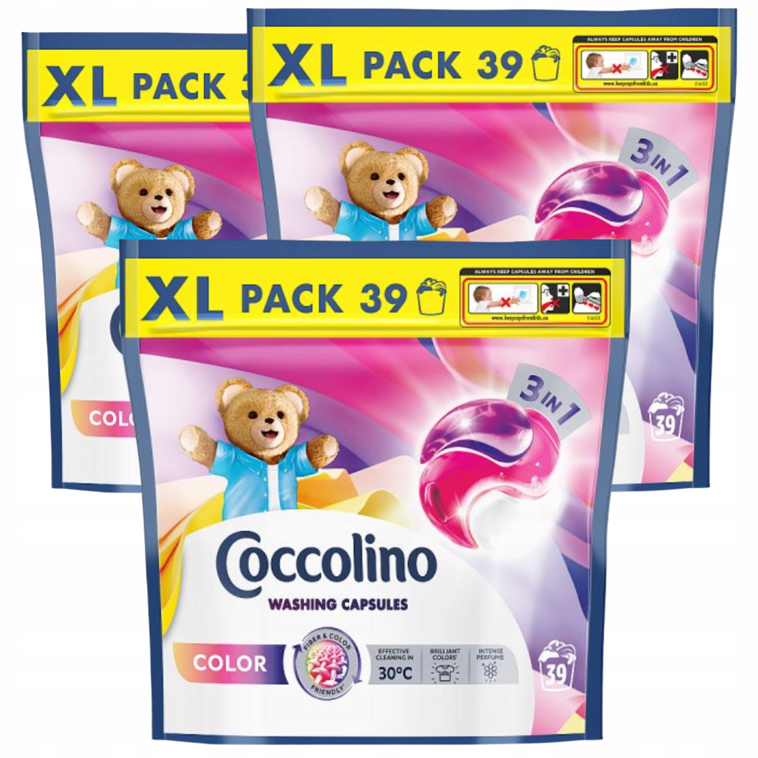 3x Kapsle na praní Coccolino Color pro barevné tkaniny 3v1 (117 praní)