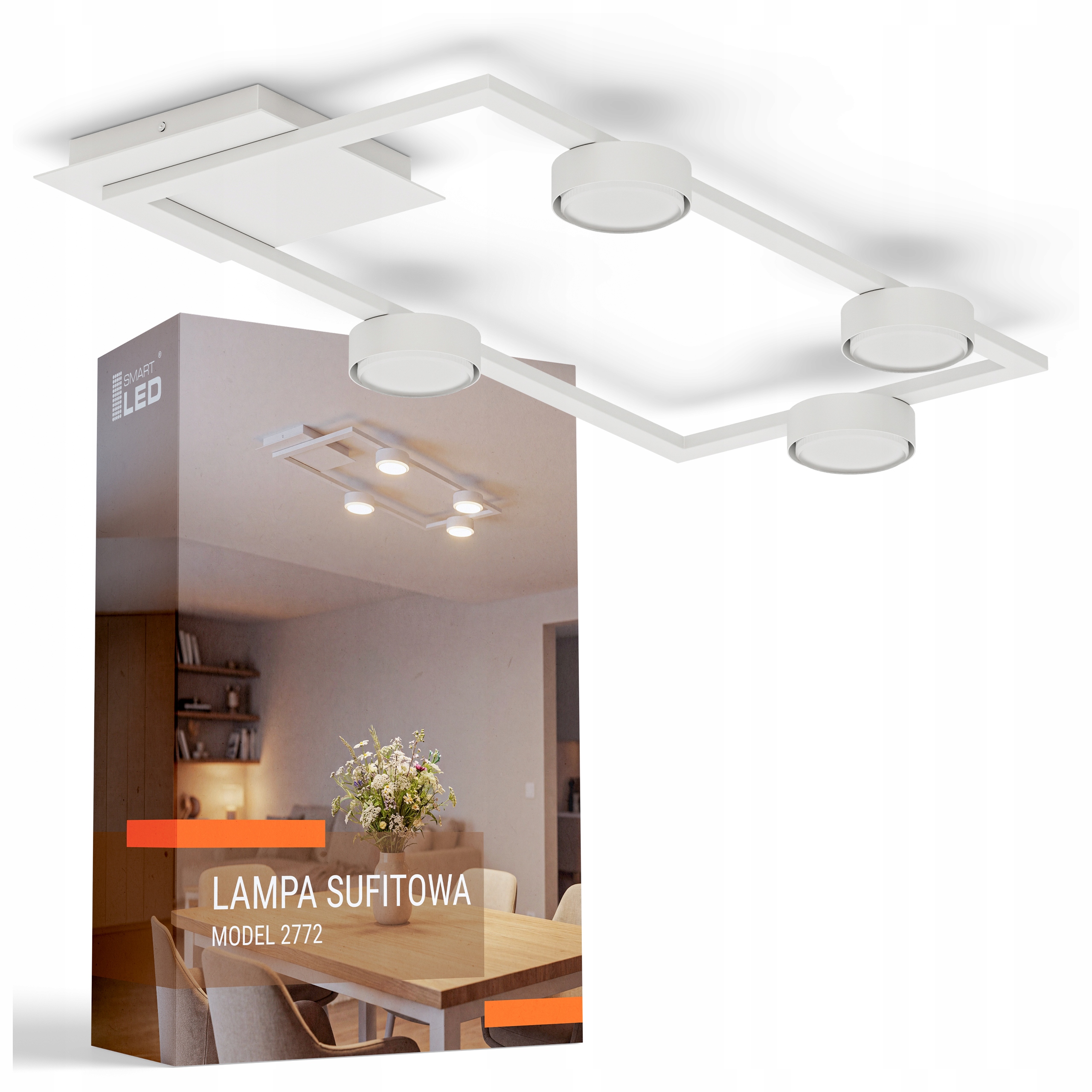Závěsná stropní Led lampa 4X GX53 Loft Bílý lustr Stropní Svítidlo Moderní