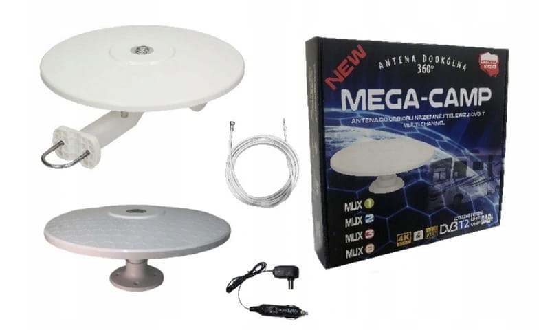 Antena DVB T FULLHD MEGACAMP 12V biala