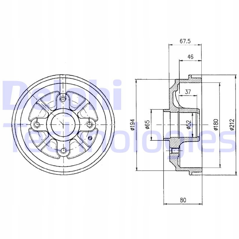BEBEN HAM.PEUGEOT 206 Delphi BF324 Bęben hamulcowy Producent części Delphi
