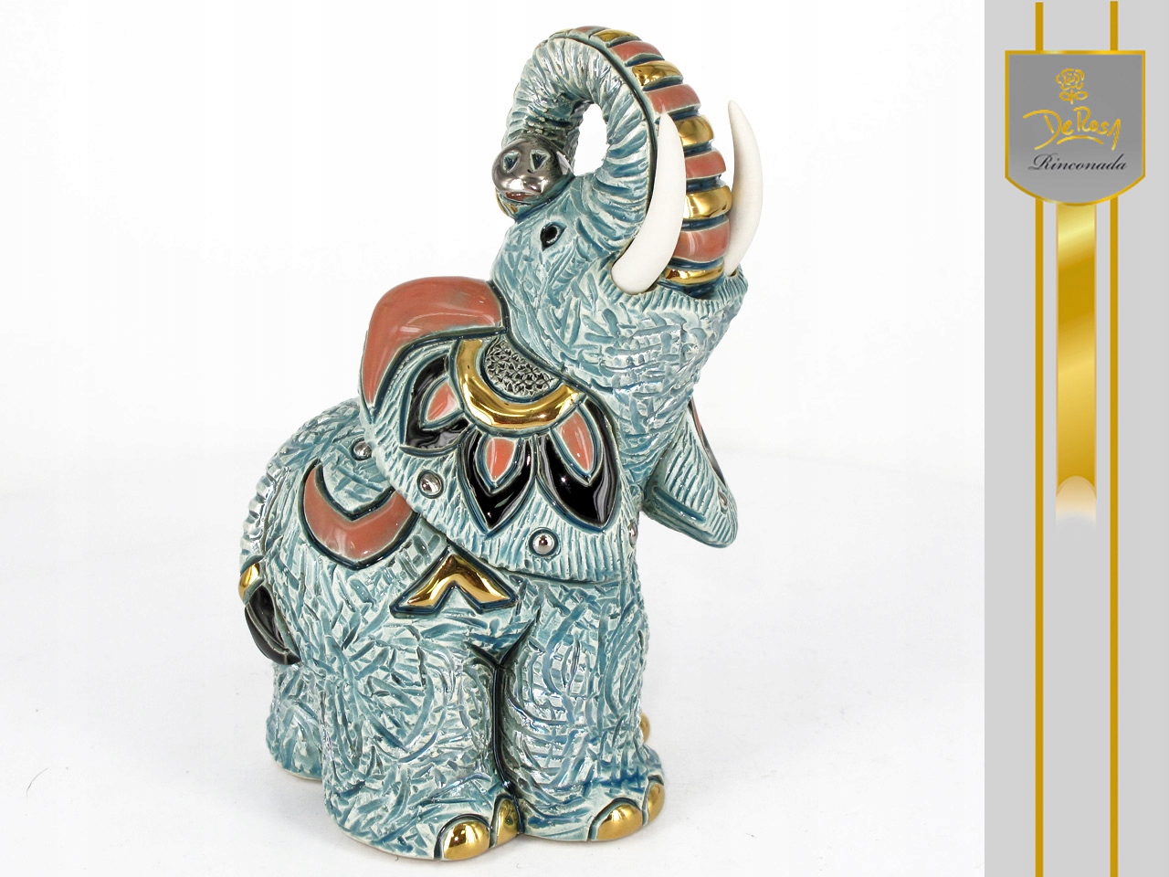 Keramická Figurka Africký Slon Ručne Maľovaná Zberateľská
