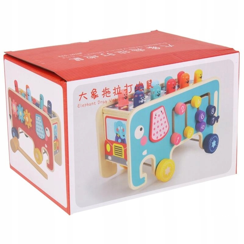 SŁOŃ CIĄGACZ PRZEBIJANKA KOSTKA DREWNIANA MŁOTEK MONTESSORI ZABAWKA ZI-11 Kod producenta ZI-11