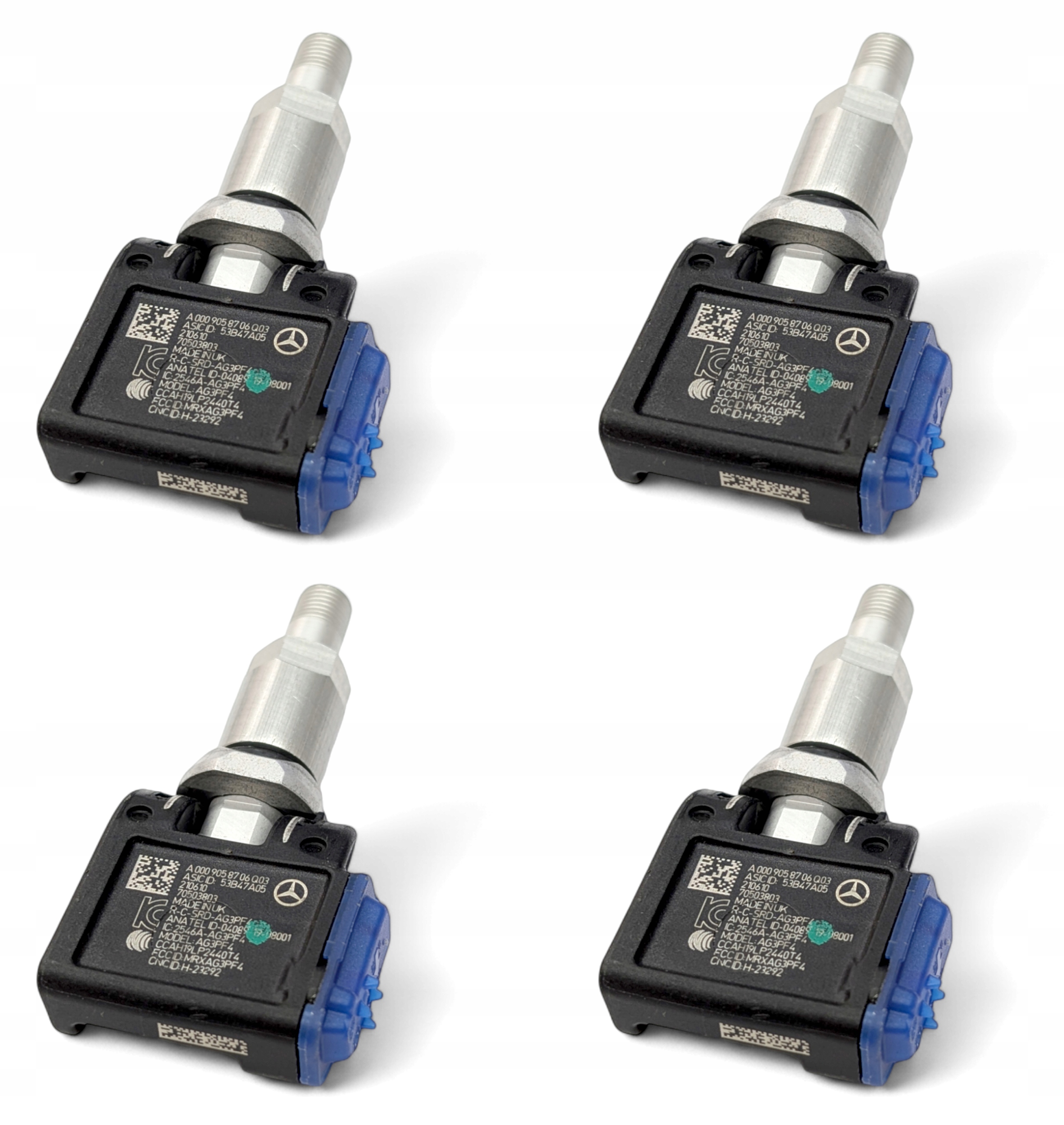 4x Originálny snímač tlaku Tpms Mercedes A0009058706Q03 433 MHz