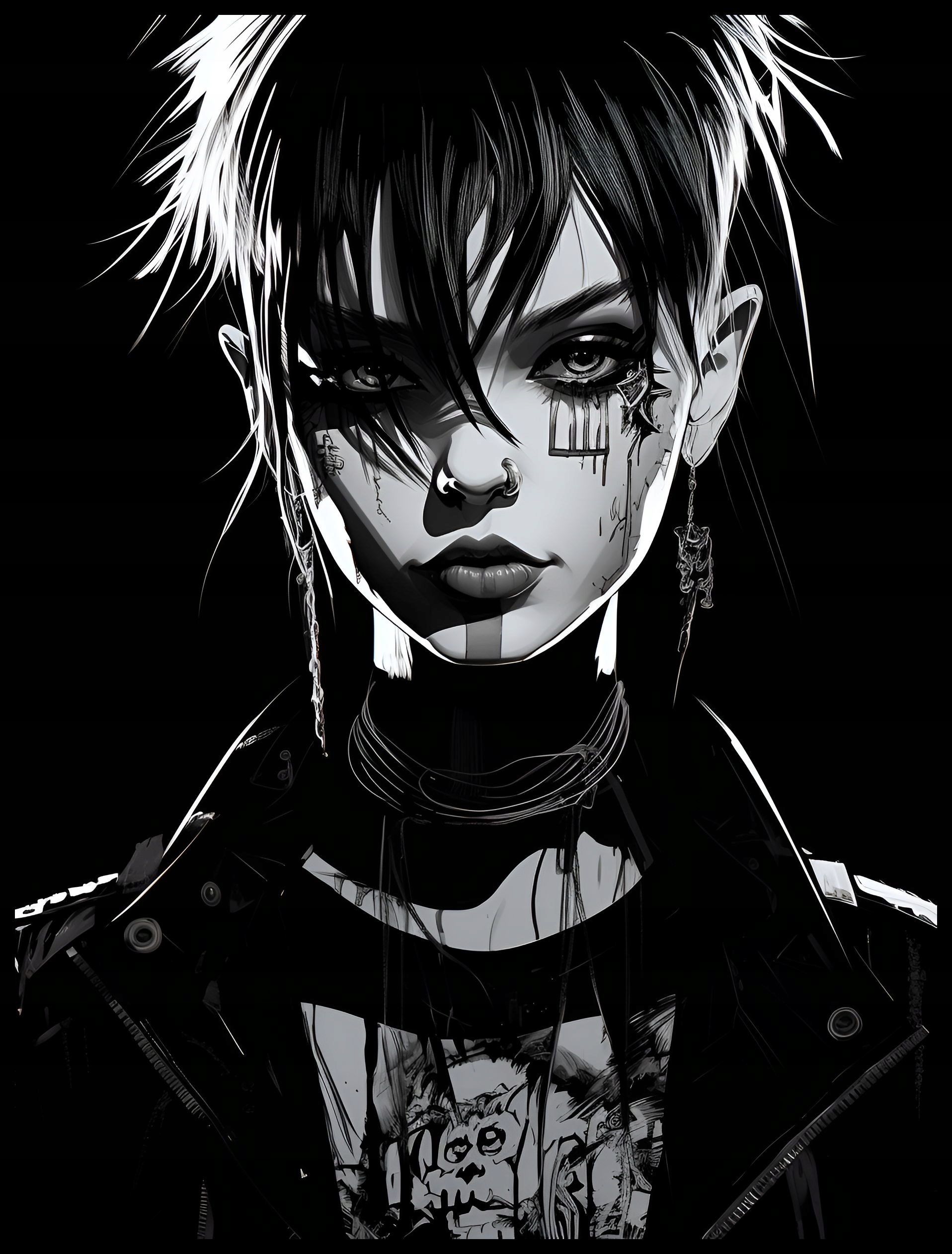 Plakat na Ścianę Obraz Dziewczyna Punk Gothic 30x40 cm Premium ElliveX