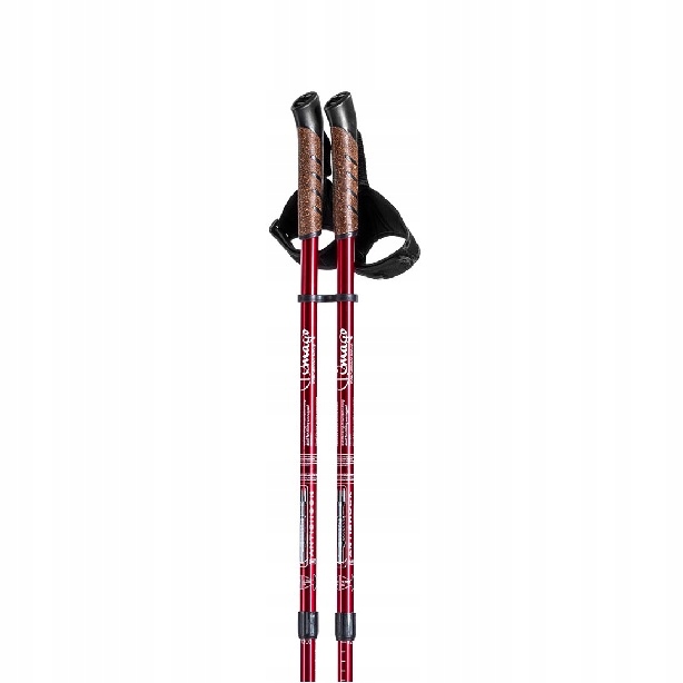 Kijki Trekingowe w pokrowcu Nordic Walking 2 zestawy końcówek Czerwone