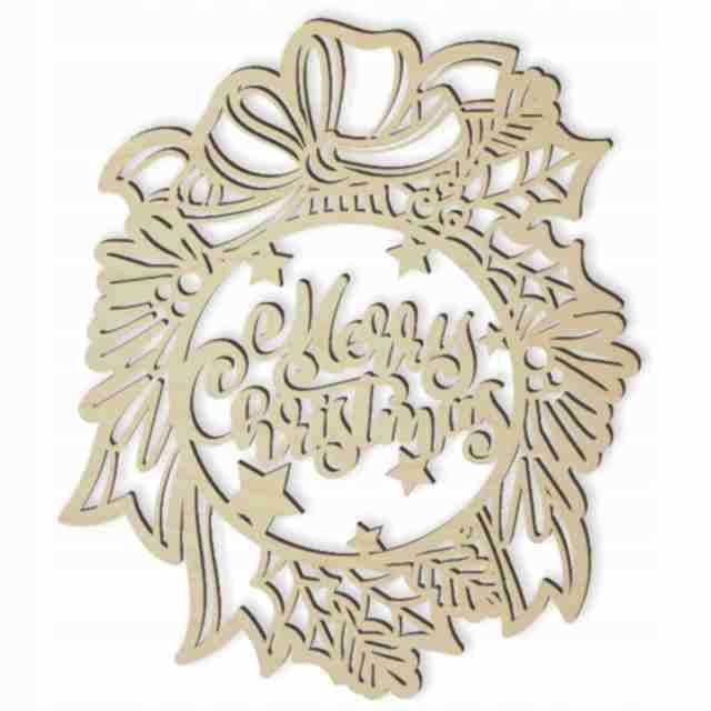 drewniany witrażyk napis MERRY CHRISTMAS 23 cm