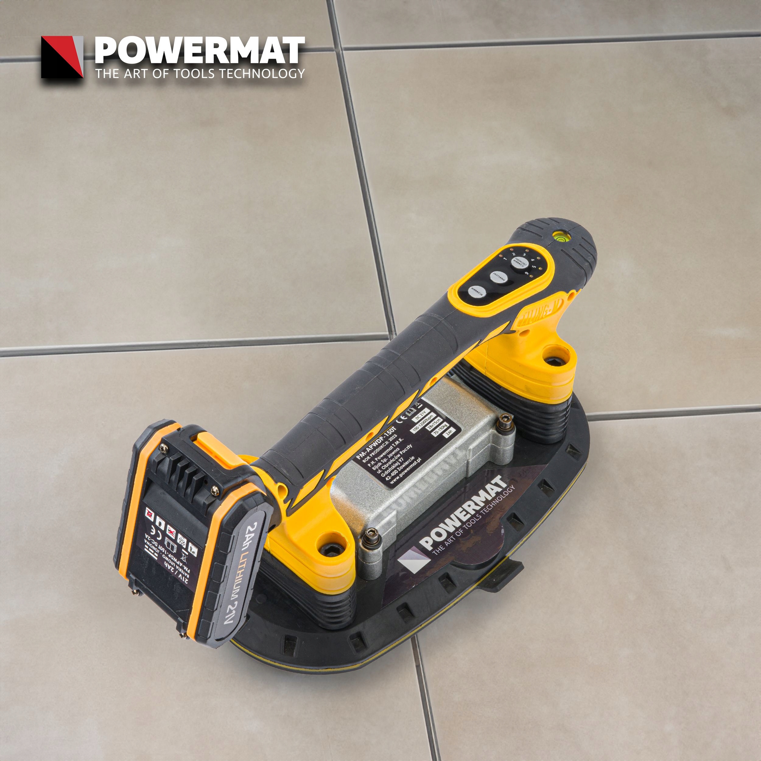 PRZYSSAWKA WIBRUJĄCA DO UKŁADANIA PŁYTEK WIBRATOR DO POZIOMOWANIA 2xAKU 21V