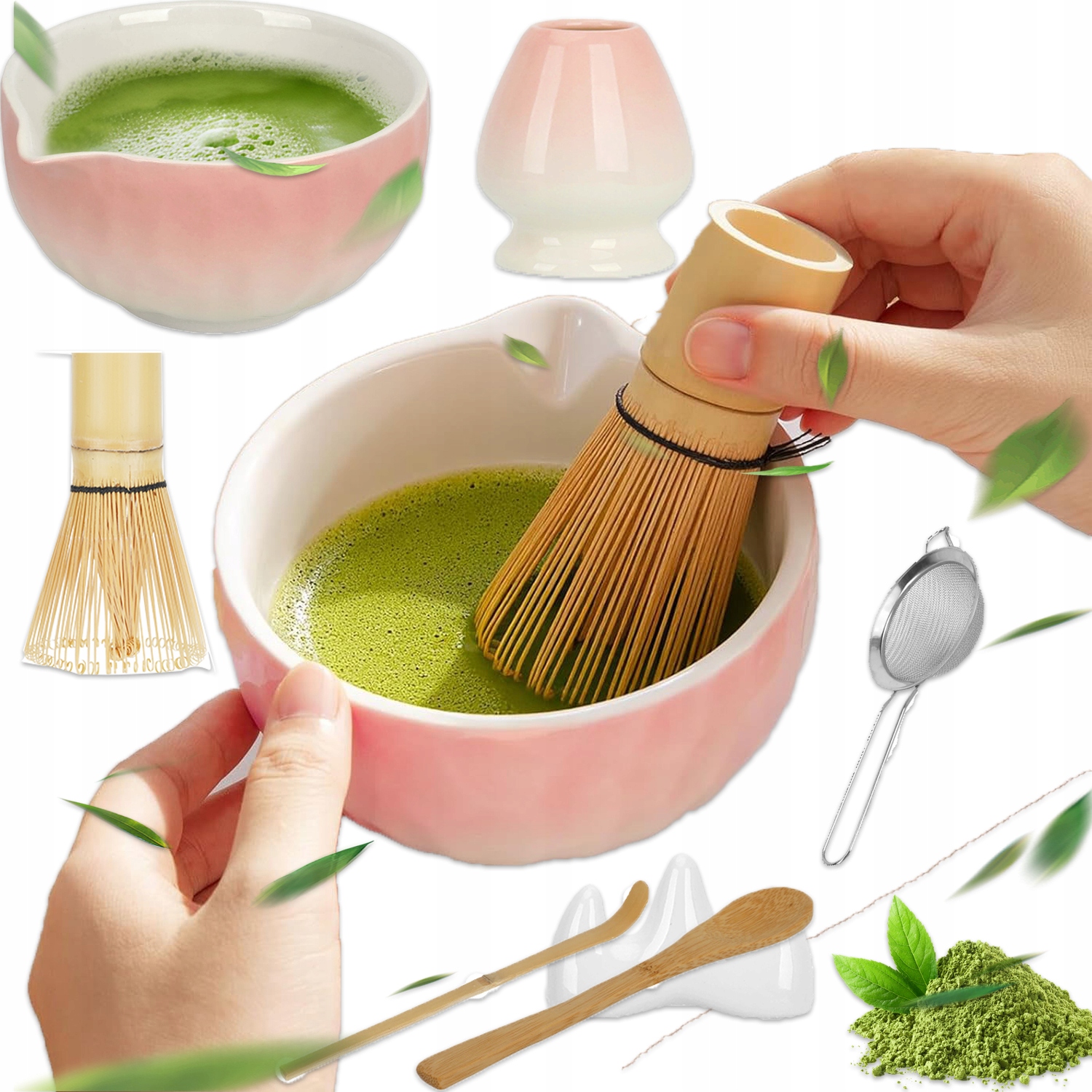 Sada Nástrojů Pro Matchu Japonská Matcha Bambusové Keramické Doplňky