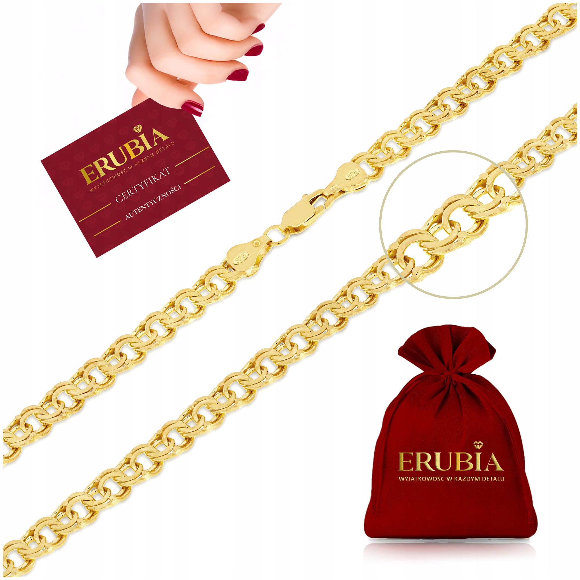 Pozlacený Silný Řetízek Dámský Garibaldi 60 cm/4,5 mm Stříbro O Ryzosti 925