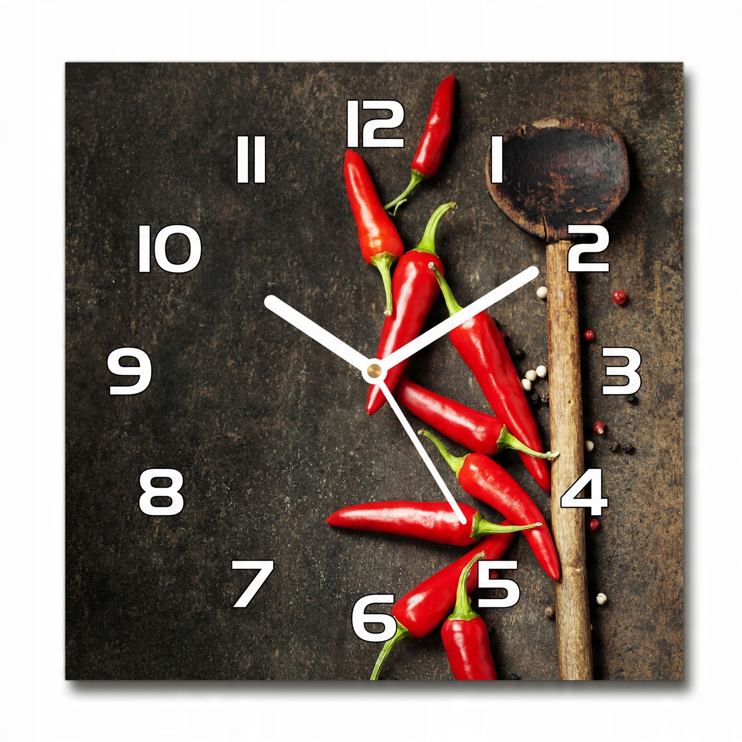 

Zegar szklany na ścianę Papryczki chilli 30x30 cm