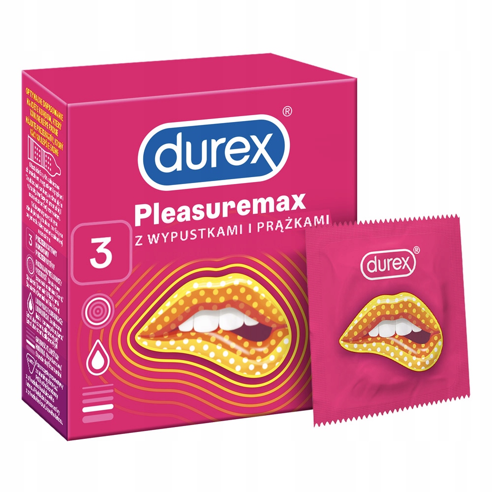 Prezerwatywy DUREX Pleasuremax 3 szt. Prążkowane z Wypustkami MEGA DOZNANIA Wyrób medyczny tak