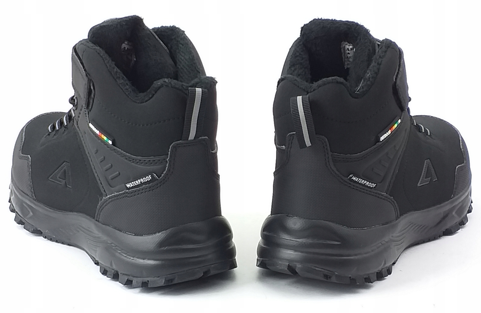 ŚNIEGOWCE AMERICAN CLUB TRAPERY ZIMOWE CIEPŁE POLAR CZARNE TREKKING RZEP 37 Model HL23/22