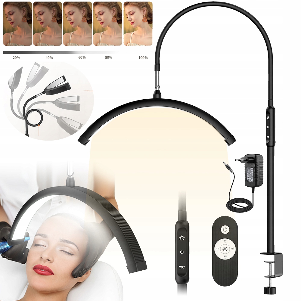 Led Kosmetická Lampa Bez Stínu, Stojící, S Klipem Na Řasy, Make-up, Oblouk