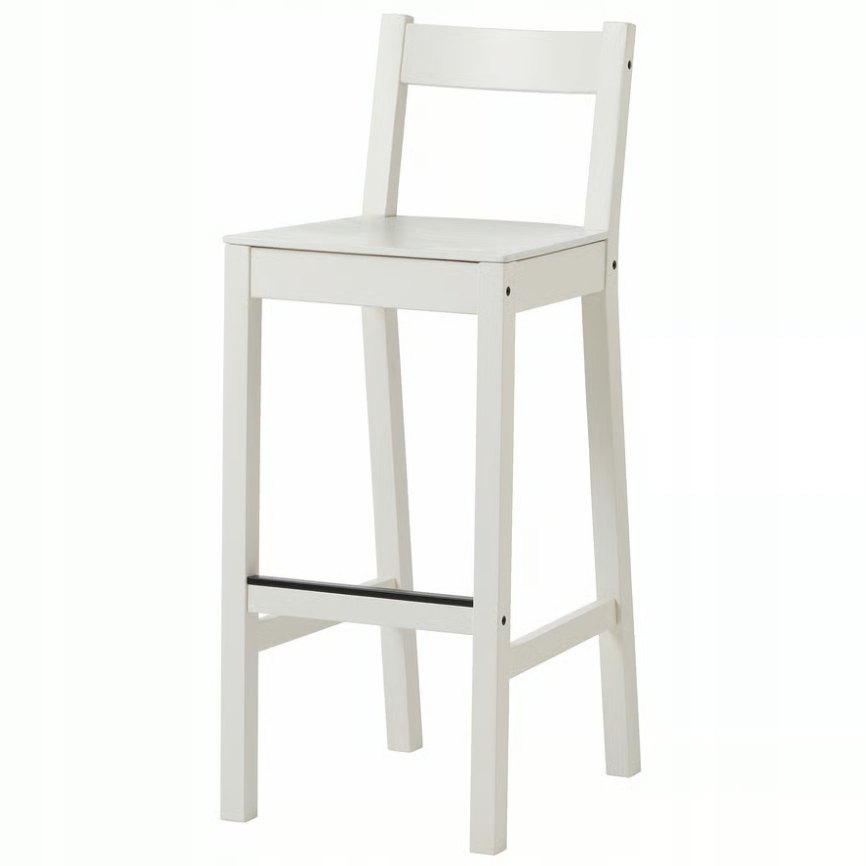 Ikea Nordviken Barová stolička s operadlom, biela, 75 cm