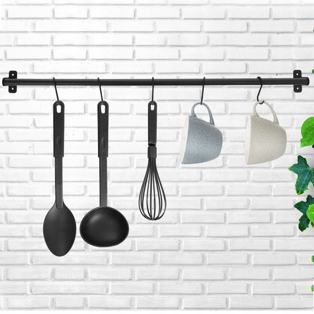 Wieszak RELING kuchenny metalowy czarny 78,5 cm Długość całkowita 78.5 cm