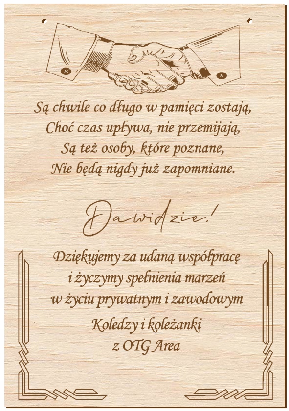 

Na Pożegnanie Z Pracy, Życzenia, Pamiątka