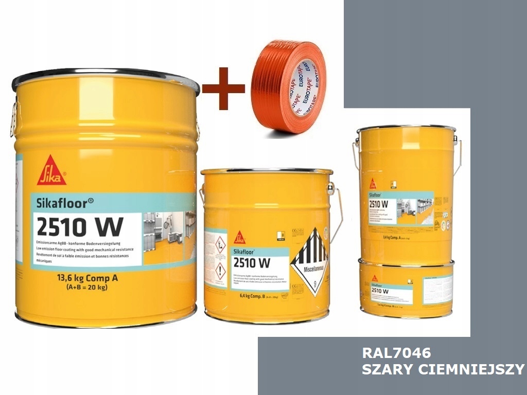 20kg żywica Garażowa farba epoksydowa Sika Sikafloor 2510W -35m2 kolor 7046