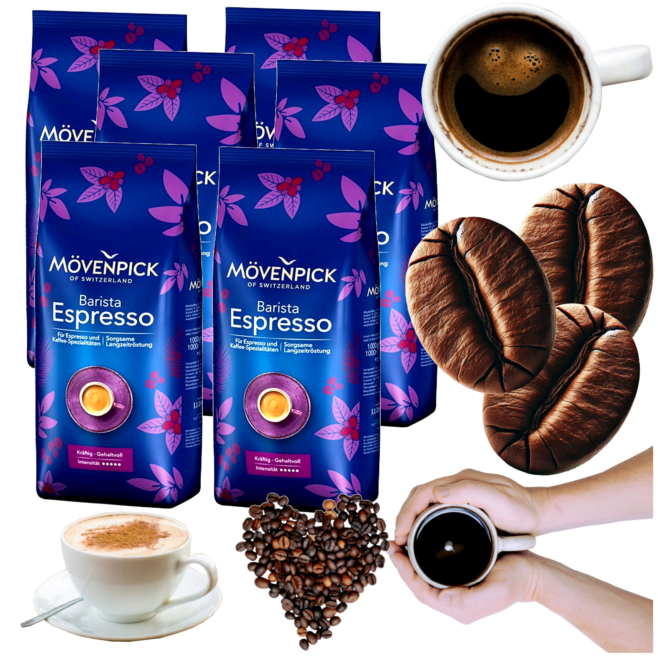 Kawa ziarnista 1kgx6 mieszana Arabica Robusta Movenpick Espresso 6 opak