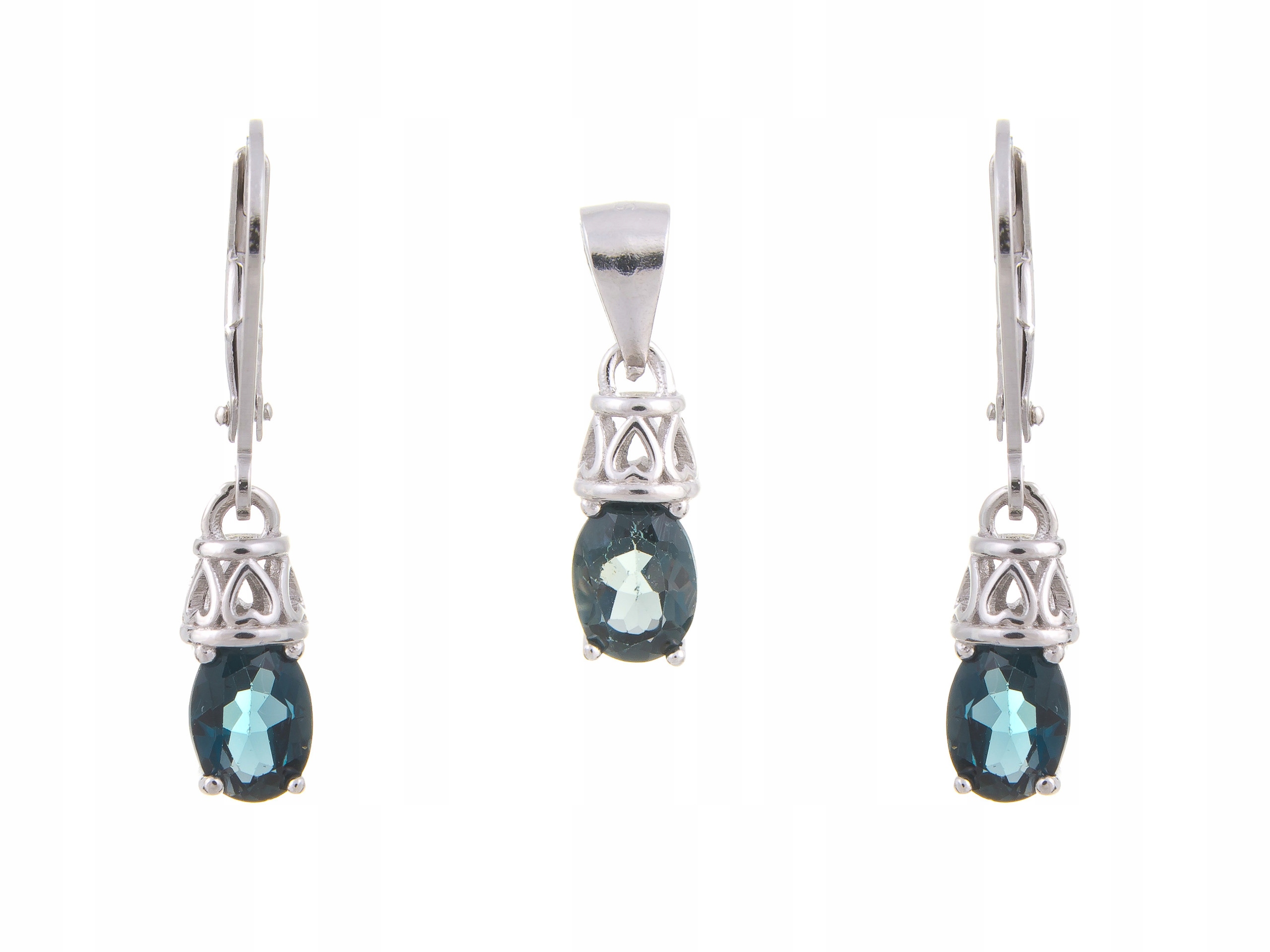 Stříbrný Rhodiovaný Komplet Kol+vis London Blue Topaz