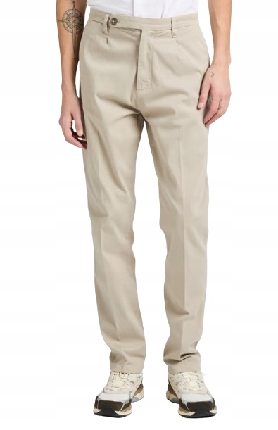 Guess Elegantní Chinos Béžové Kalhoty S Knoflíkem Bavlna 33/32 Gnb