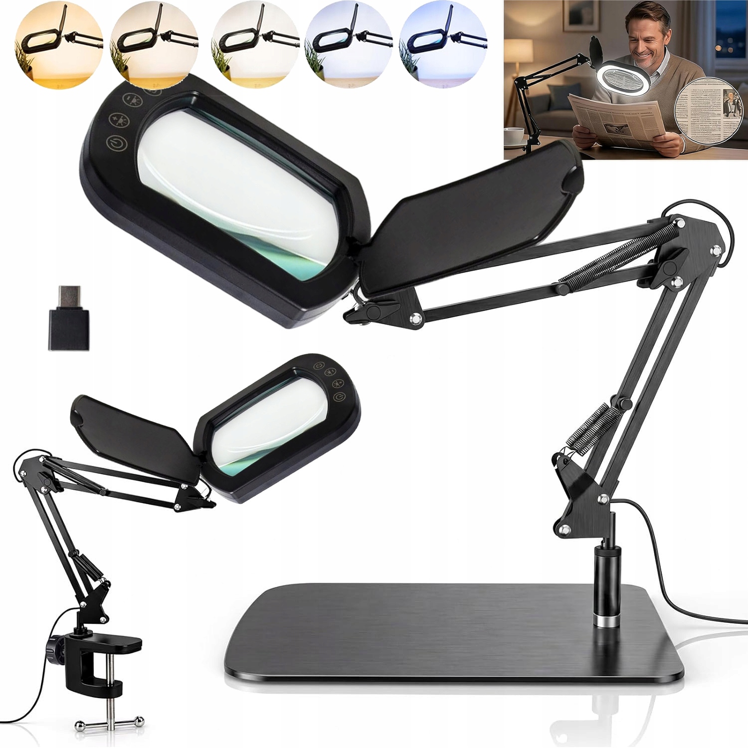 Lampa S Zvětšovacím Sklem Kosmetická Lupa Sklo Skládací Led Lampa