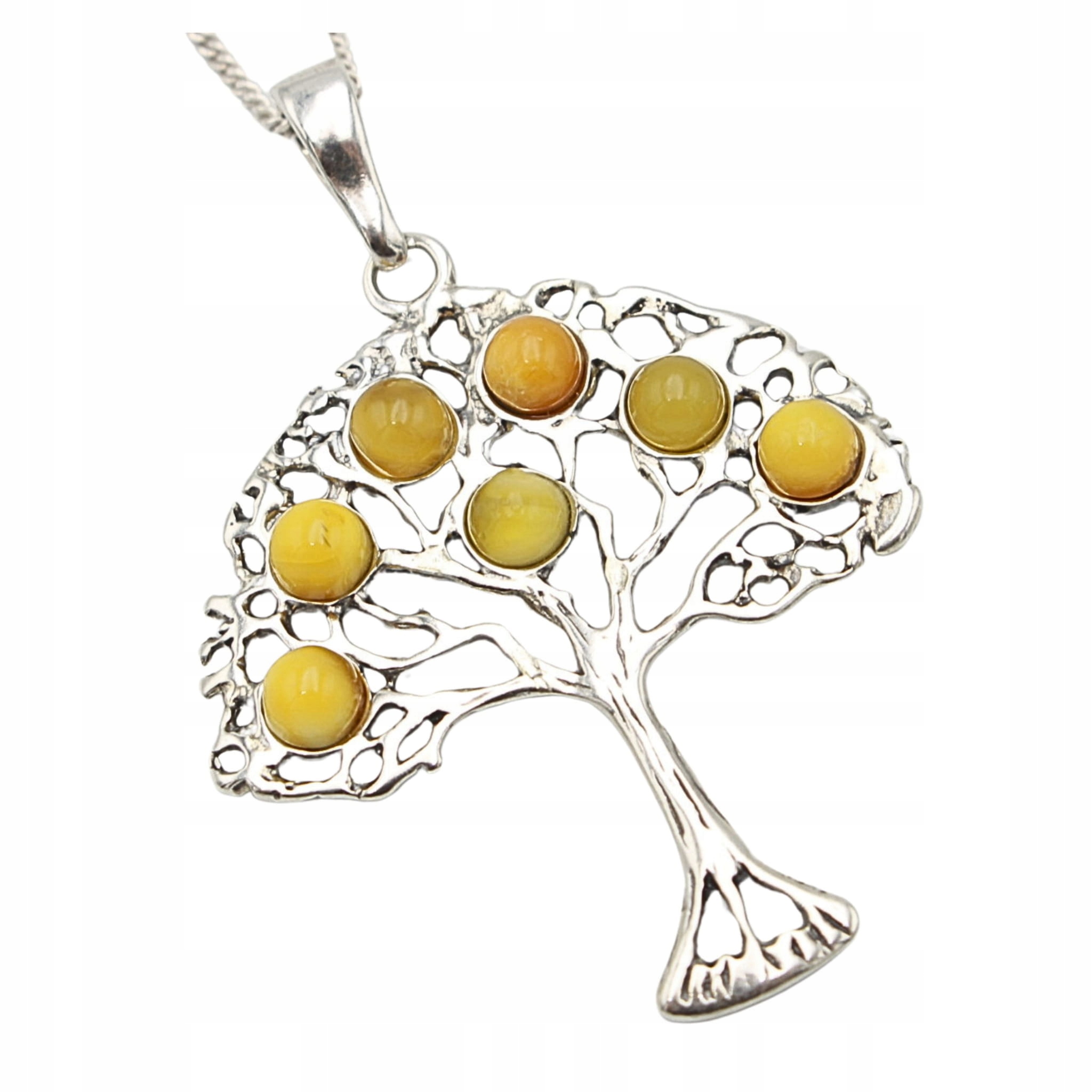 Stromek Štěstí přívěsek Jantar Stříbro Strom