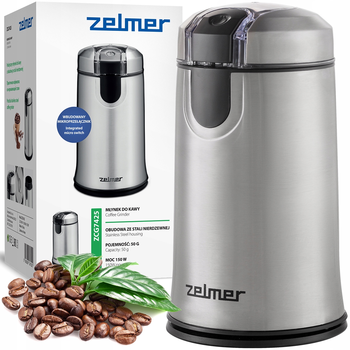 Młynek Elektryczny Zelmer Do Mielenia Ziaren Kawy Ziół Orzechów Rozdrabnia