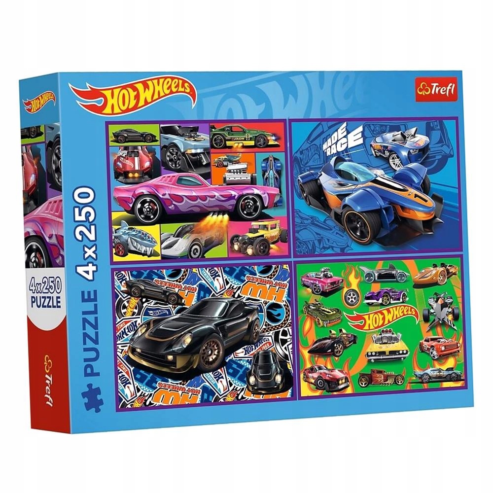 PUZZLE 4X250 WYŚCIGOWE AUTA TREFL