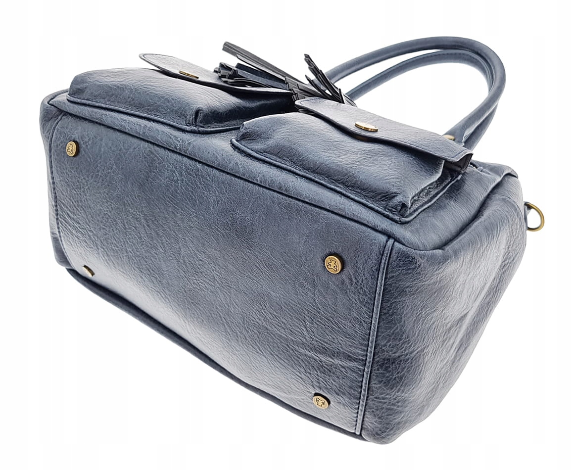 Niebieski kuferek damski z kieszonkami LULU CASTAGNETTE Kolor niebieski