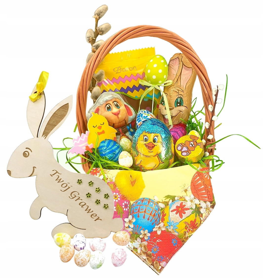 Levně Velikonoční košík dárek na Velikonoce Svatý zajíček košík Beránek děti