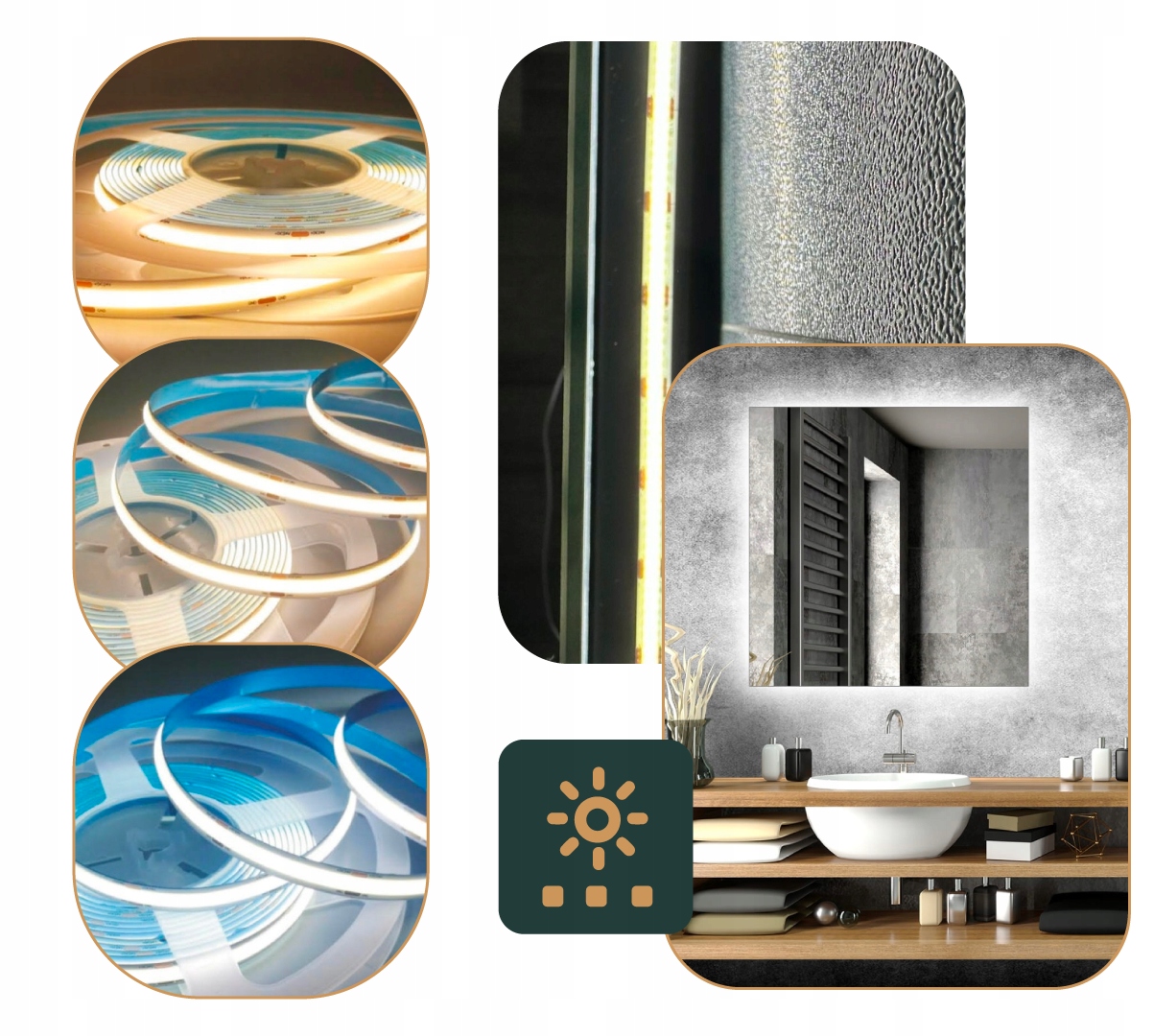 LUSTRO LED 80x80 cm LEDOWE KWADRATOWE PODŚWIETLANE NOWOCZESNE FREESIA Kolor mebla srebrny