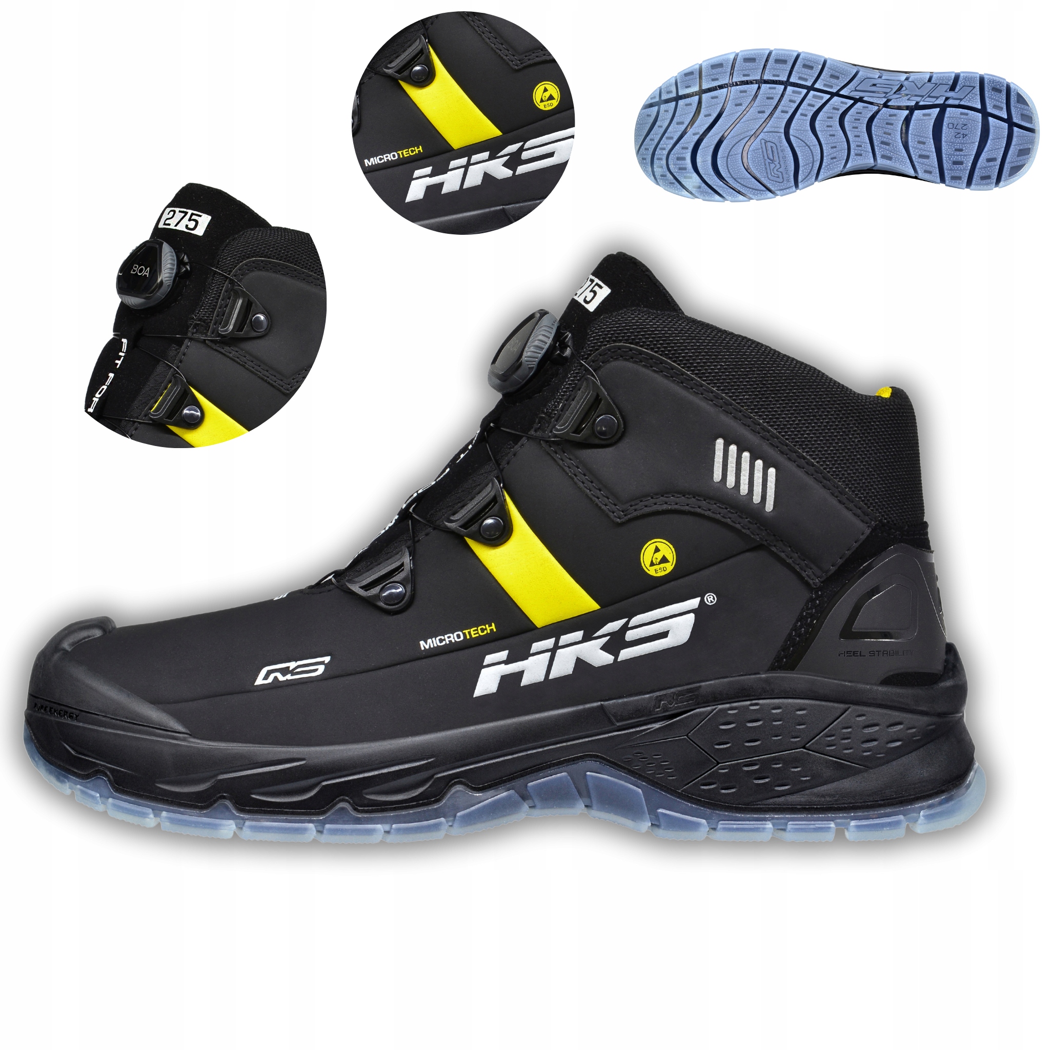 Bardzo Lekkie Buty Robocze Hks RS275 Obuwie Ochronne S3 Wiązanie Boa Fit