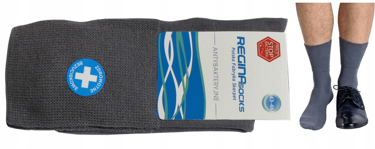 

Skarpety Męskie Bezuciskowe Długie Szary 39/42