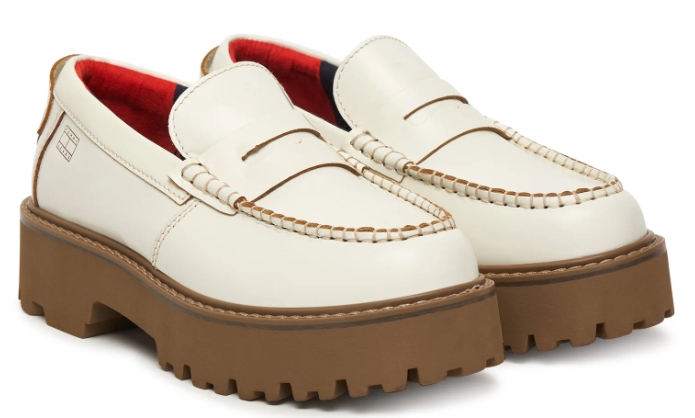 Loafersy Tommy Jeans Mokasíny Archive '01 Kůže EN0EN03022 Krémové vel. 40