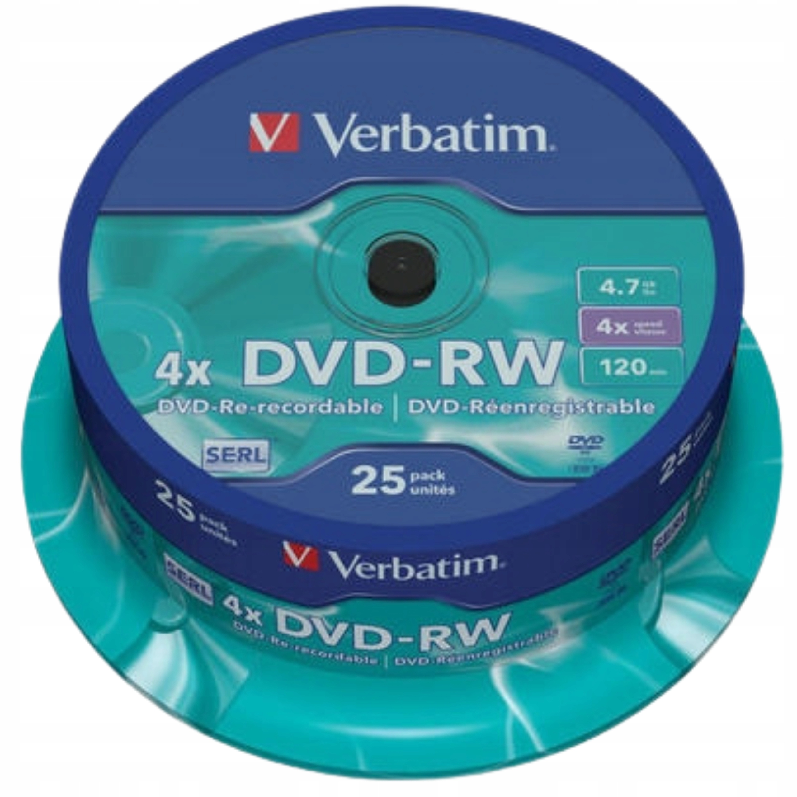 Płyta Dvd-rw Verbatim 4.7GB 4x 25szt (cake 25) Matt Silver