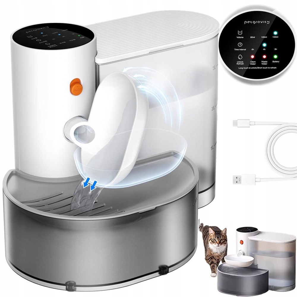 Fontána Pro Domácí Zvířata S Automatickým Naléváním Vody 3L 2000mah
