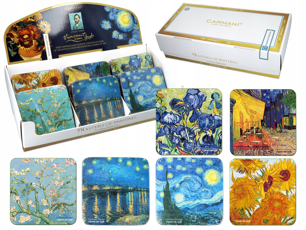 Display 36 korkových podložiek V. van Gogh, mix