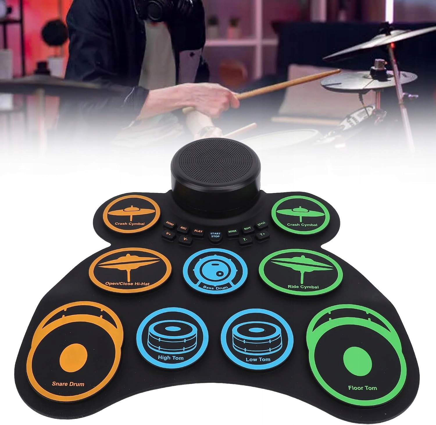 Elektronická Skládací Silikonová Přenosná Bicí Souprava S Reproduktorem