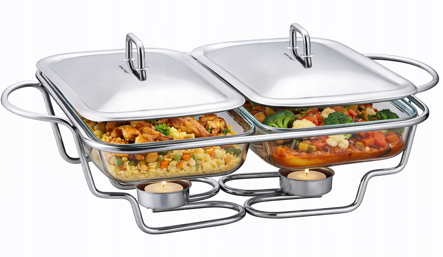 Podgrzewacz do Potraw Szklane Naczynie Żaroodporne 2 x 1,5 Litra