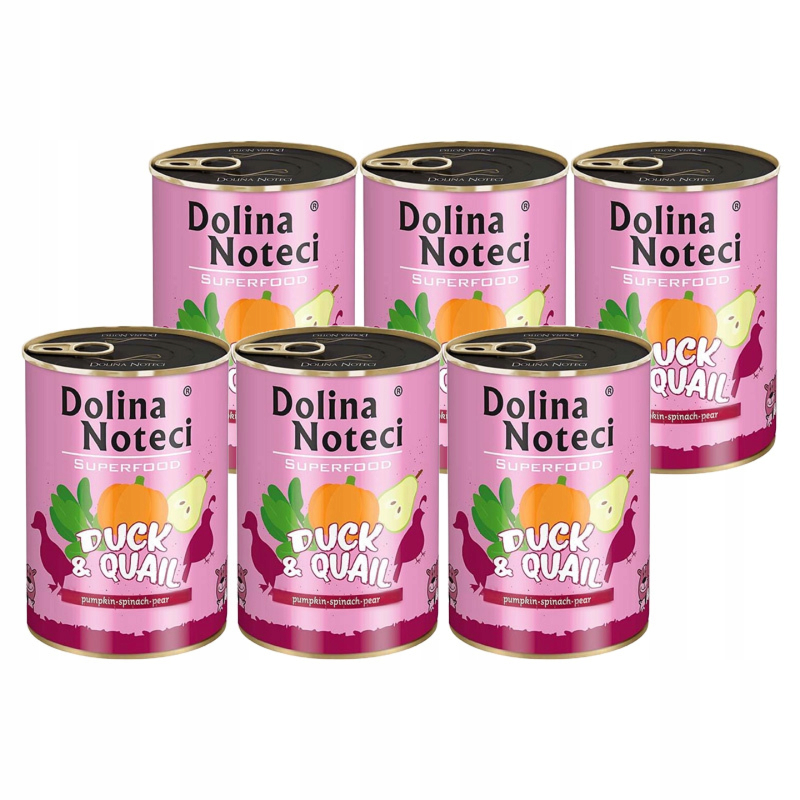 Vlhké Krmivo pro psa Dolina Noteci Superfood Kachna Křepelka 12x400g